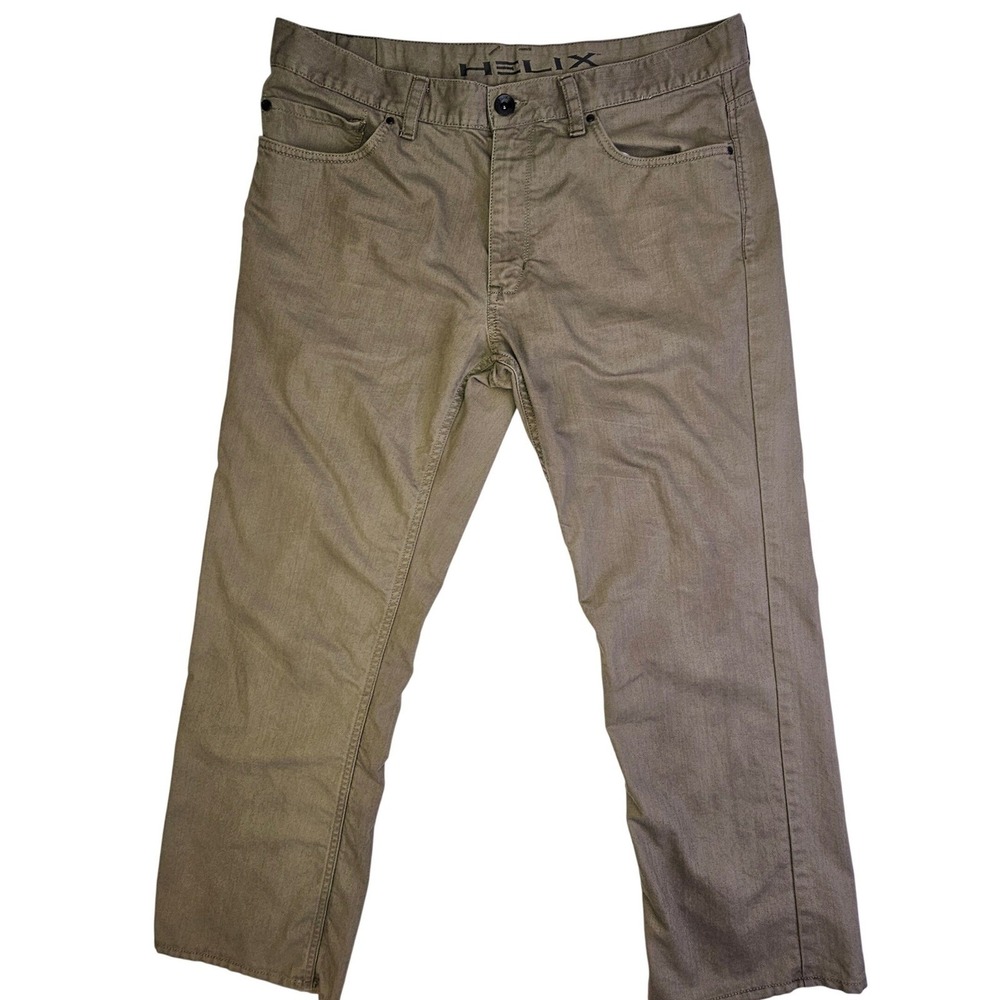 Helix Mens Relaxed Straight Leg Pants Olive Brown 36x30 Earthcore Utility Casual